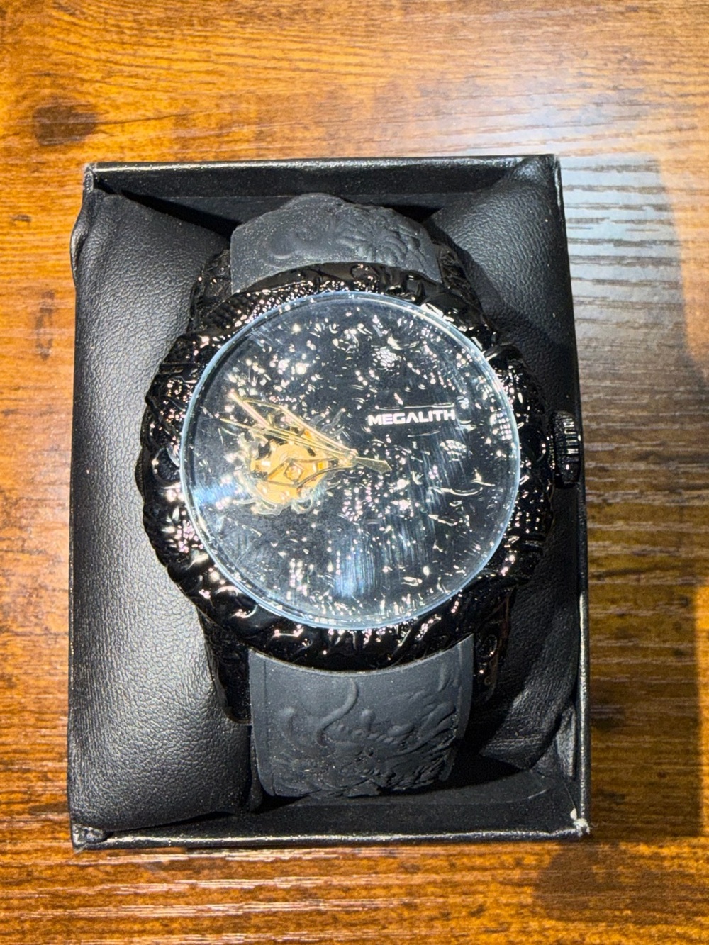 Megalith Black Men's Watch with Gold Accents(Automatic)